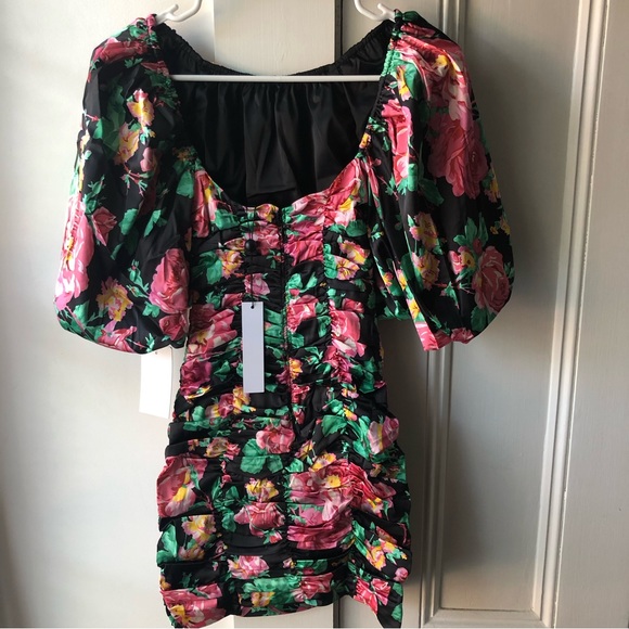 For Love and Lemons Jolie Puff Sleeve Floral Mini Dress - Size XXS - Picture 7 of 10
